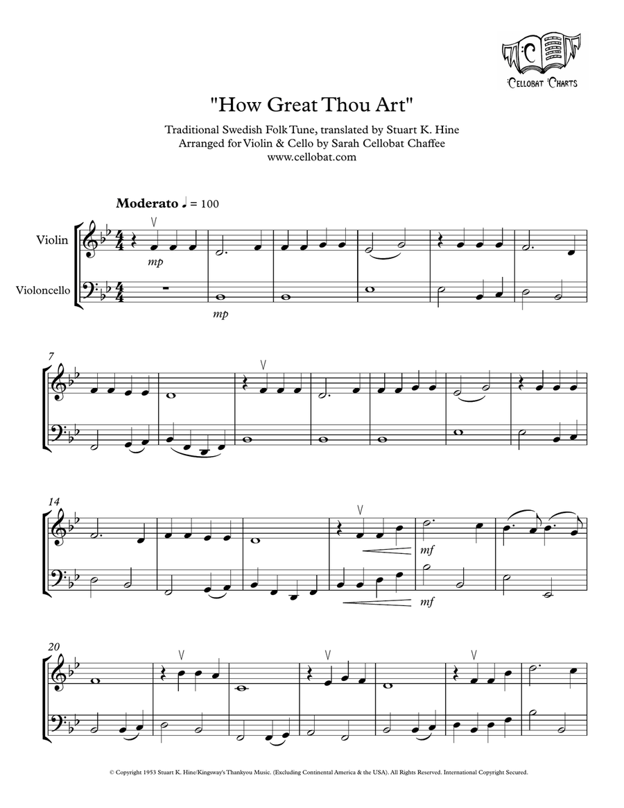 How Great Thou Art String Duet - Digital Sheet Music