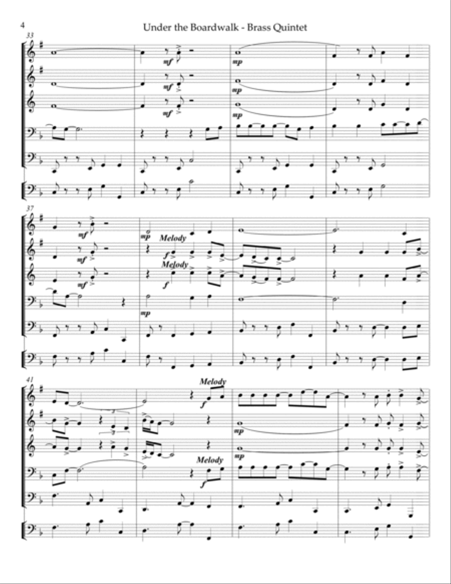 Under The Boardwalk Brass Quintet scores gallery preview page 4