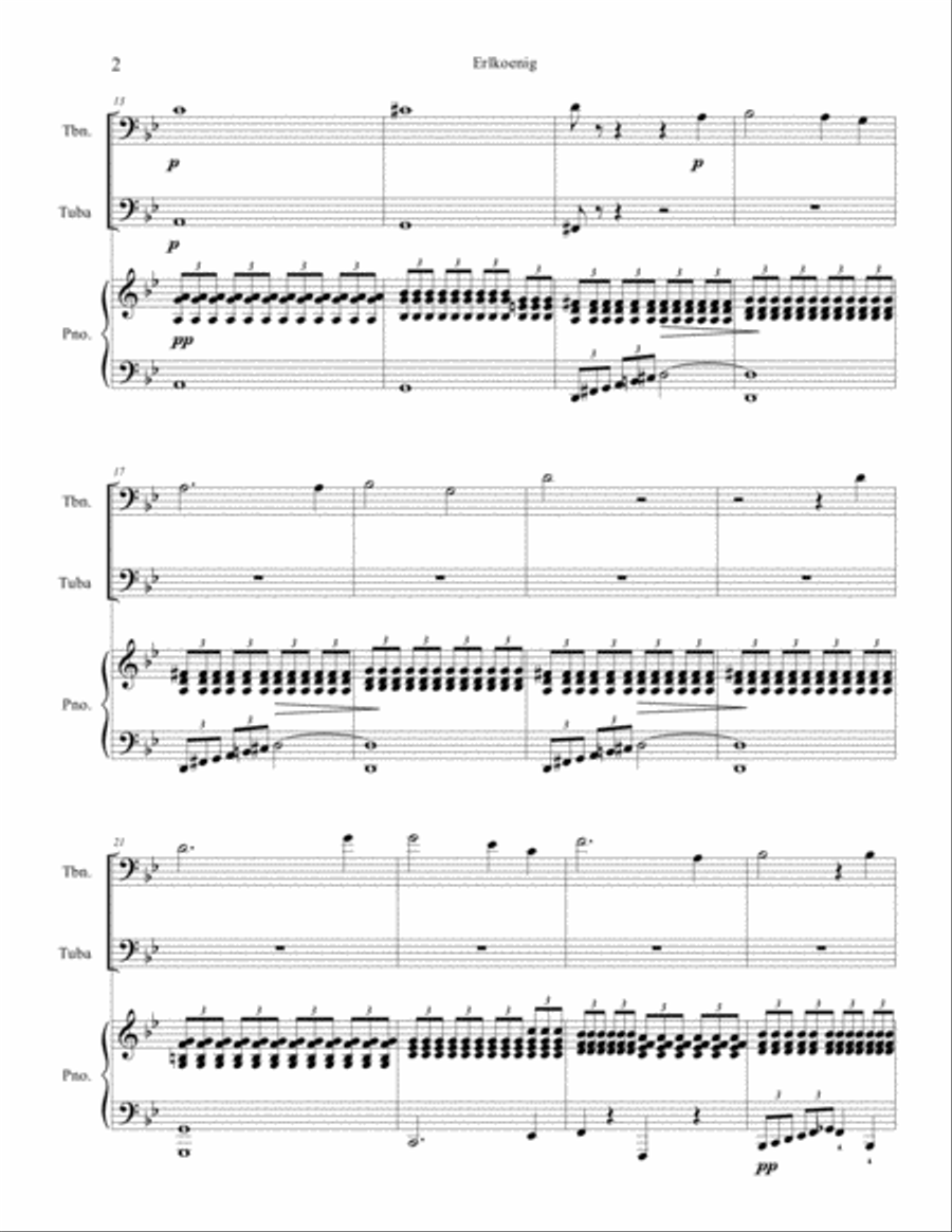 Erlkoenig for Trumbone, Tuba, Piano Brass Duet scores gallery preview page 2