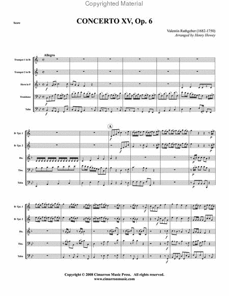Concerto XV, Op. 6 (in Bb)