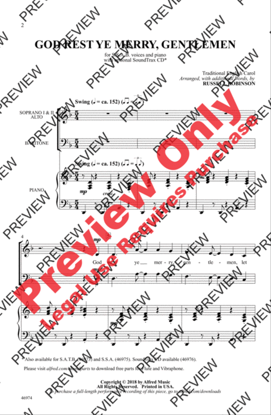 God Rest Ye Merry, Gentlemen 3-Part scores gallery preview page 2