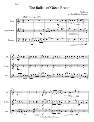 The Ballad of Green Broom for double-reed trio (oboe, cor anglais, bassoon)