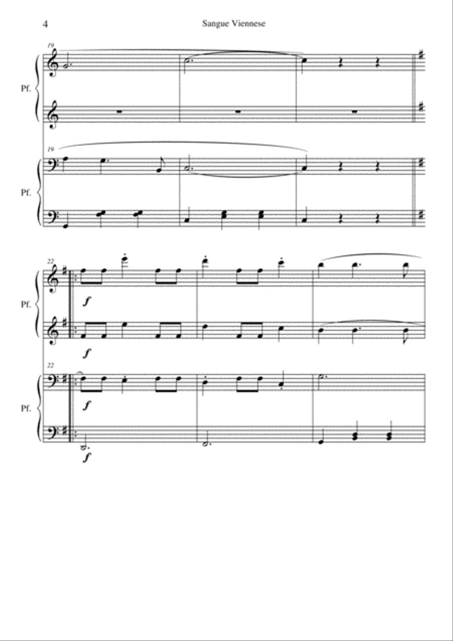 Sangue Viennese - Wiener Blut Easy Piano scores gallery preview page 4
