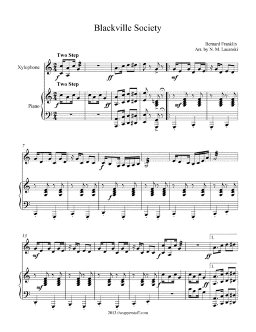 Blackville Society Piano scores gallery preview page 1