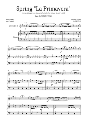 Book cover for "Spring" (La Primavera) by Vivaldi - Easy version for CLARINET & PIANO