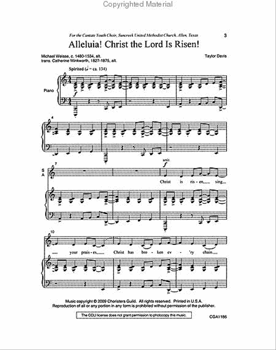 Alleluia Christ the Lord is Risen 4-Part scores gallery preview page 2