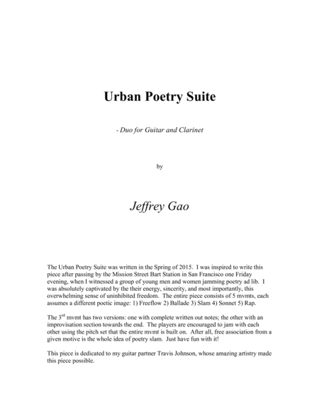 Urban Poetry Suite - for Guitar and B-flat Clarinet image number null