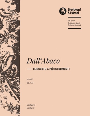 Book cover for Concerto a piu Istrumenti in E minor Op. 5/3