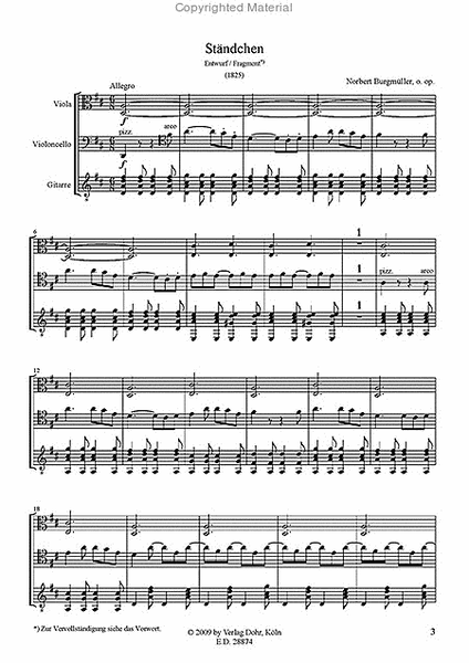 Ständchen für Viola, Violoncello und Gitarre D-Dur (1825)
