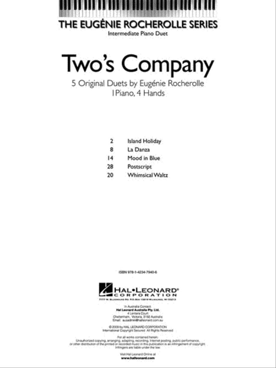 Two's Company Two's Company Piano Solo scores gallery preview page 2