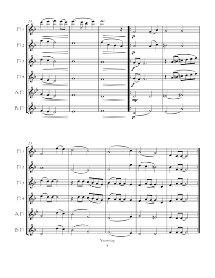 Yesterday Flute Choir scores gallery preview page 6