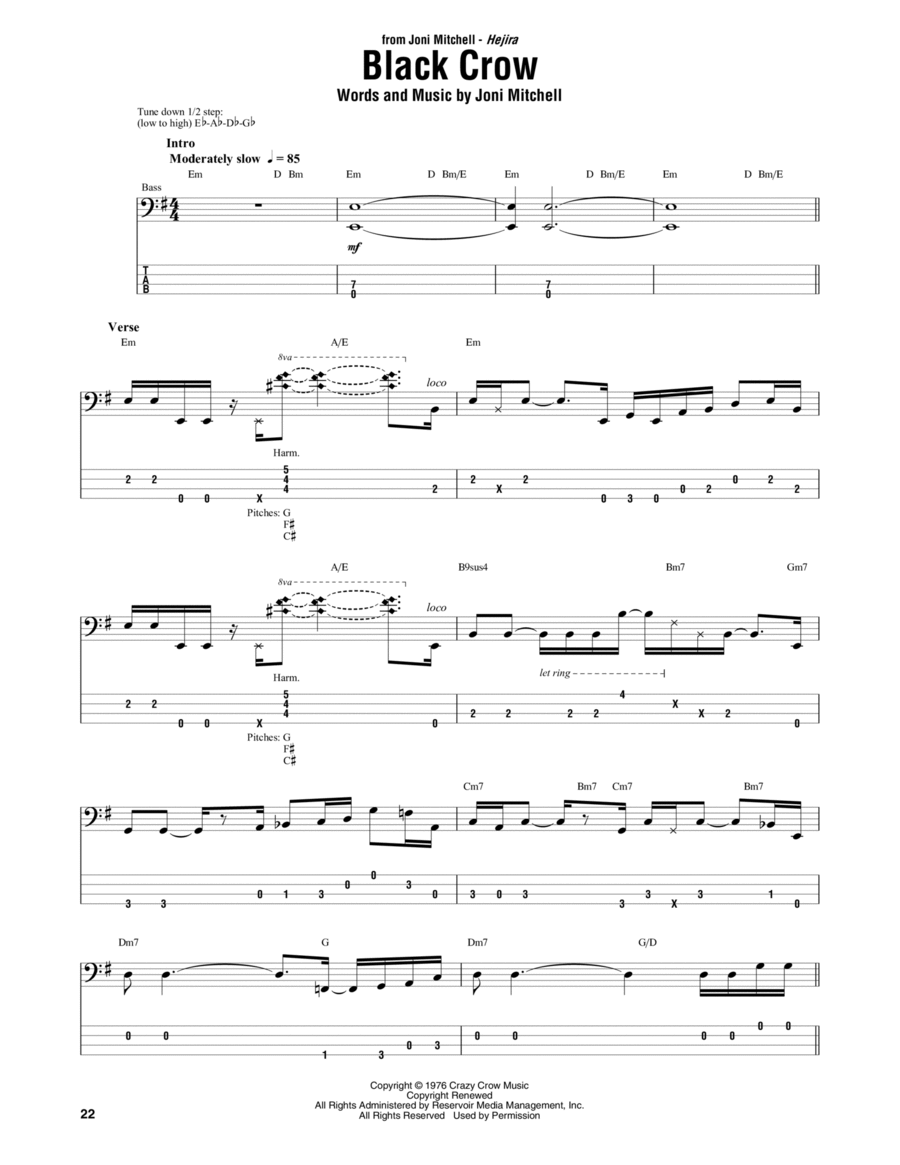 Black Crow Guitar Tablature scores gallery preview page 1