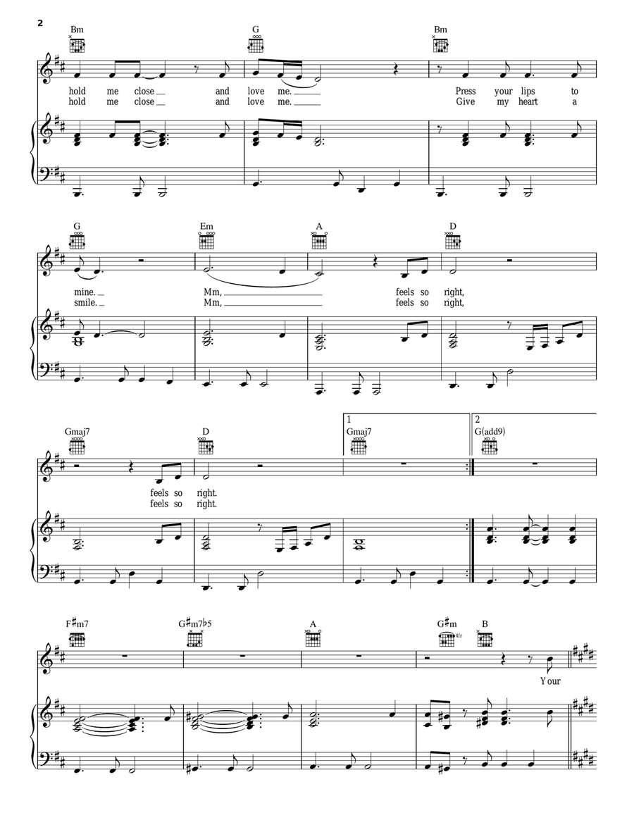 Feels So Right Piano, Vocal, Guitar scores gallery preview page 2