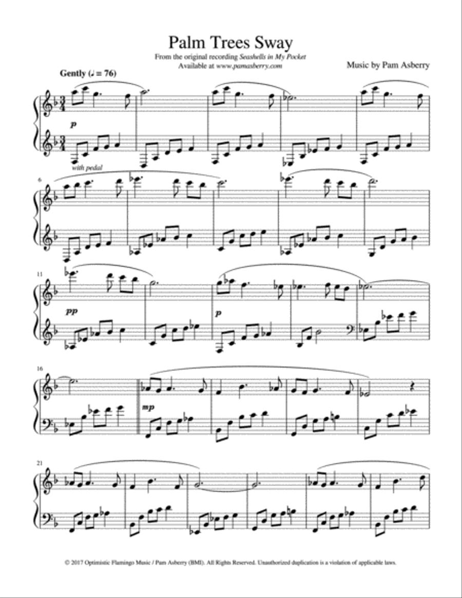 Palm Trees Sway Piano Solo scores gallery preview page 1