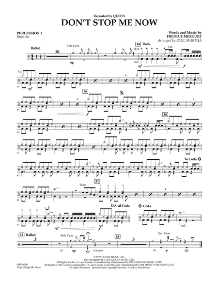 Don't Stop Me Now - Percussion 1