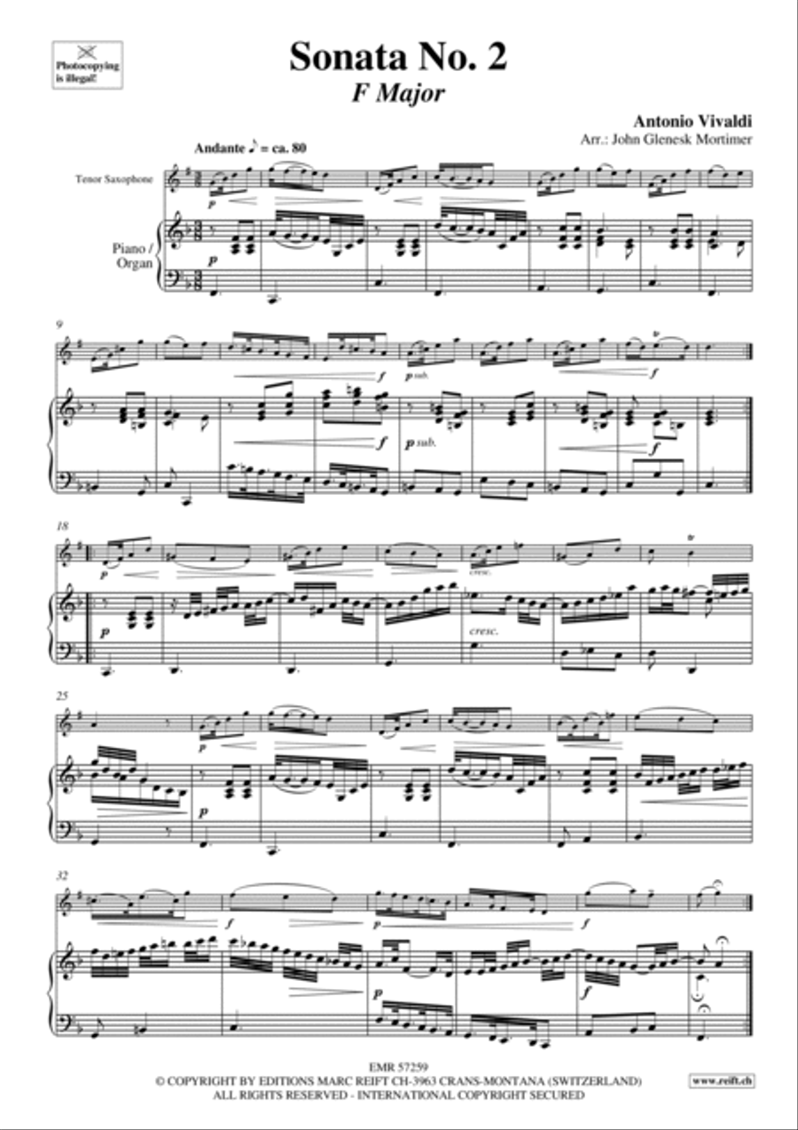 Sonata No. 2 Tenor Saxophone scores gallery preview page 4