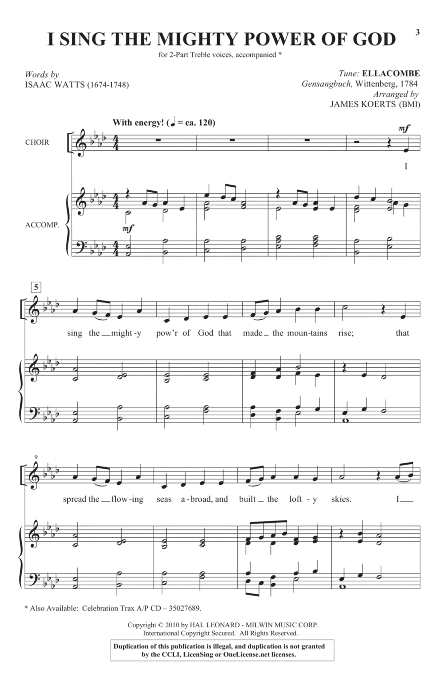 I Sing The Mighty Power Of God 2-Part scores gallery preview page 1