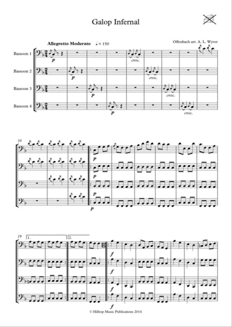 Galop Infernal arr. bassoon quartet Woodwind Quartet scores gallery preview page 2
