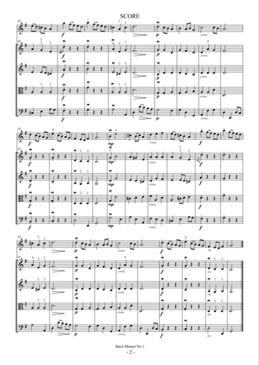 Bach Minuet No.1.2.3 (For Violin and Strings) Small Ensemble scores gallery preview page 2