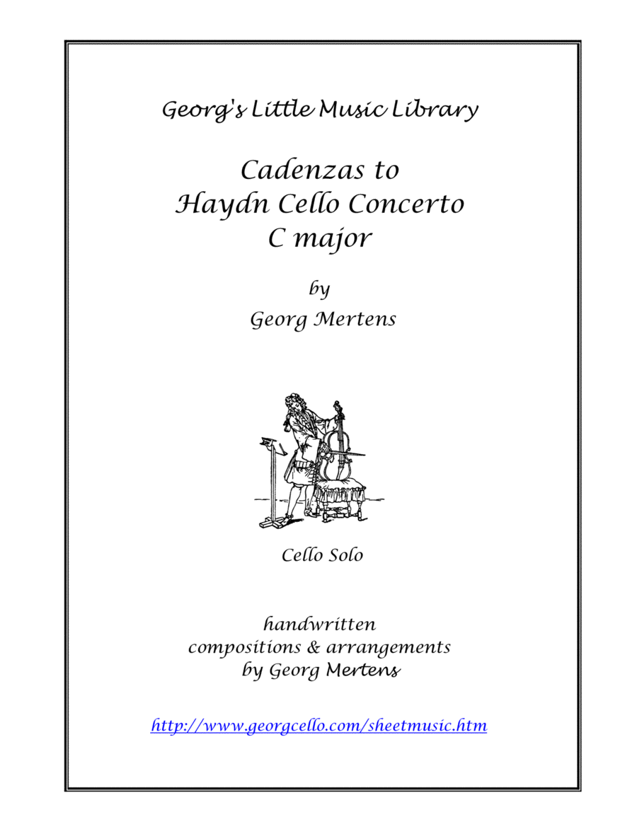 Haydn Cadenzas to Cello Concerto C major String Orchestra scores gallery preview page 1