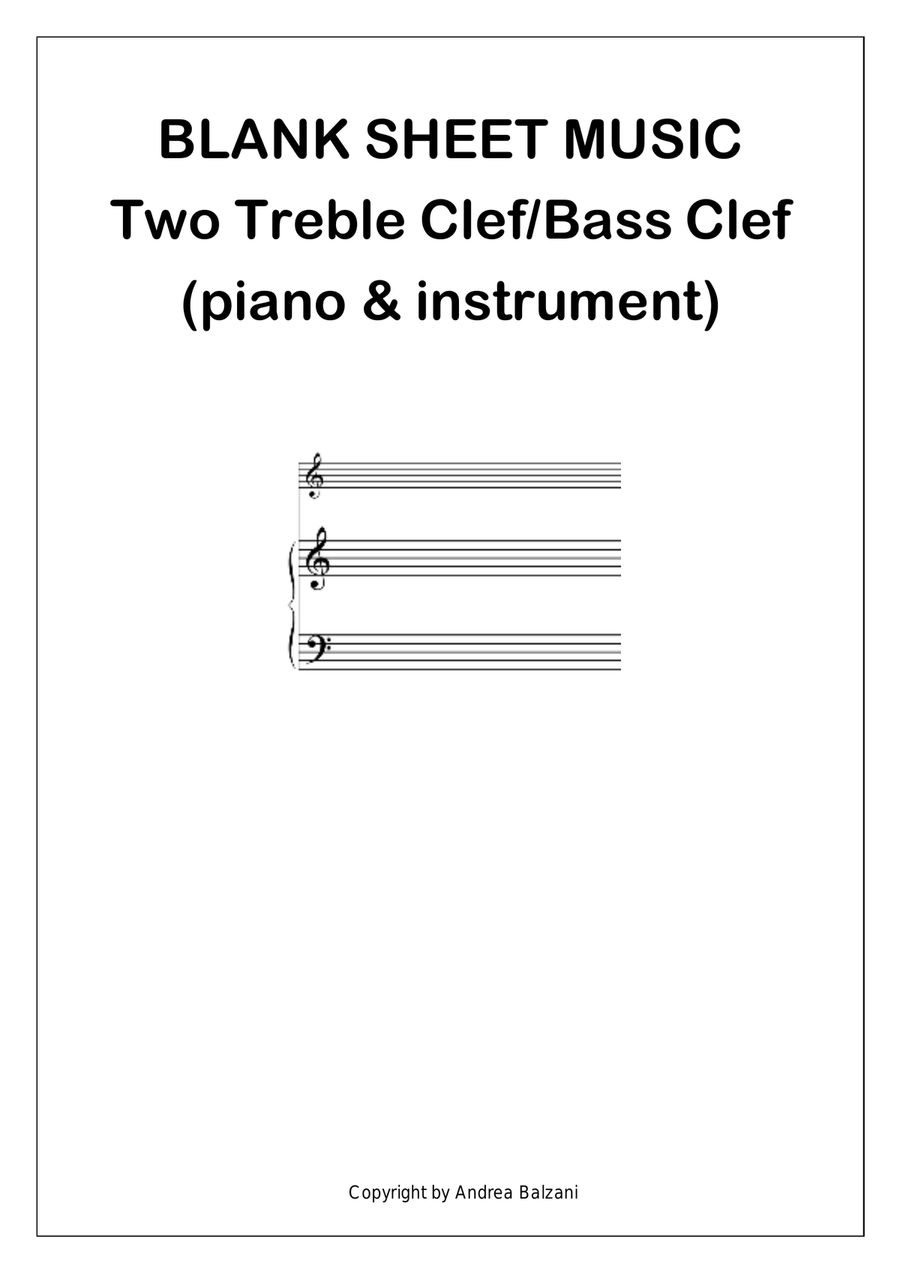 📝 Blank Sheet Music Two Treble Clef & Bass Clef