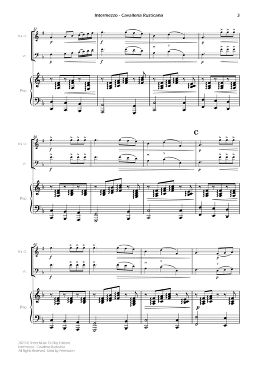 Intermezzo from Cavalleria Rusticana - Bb Clarinet, Cello and Piano (Full Score and Parts) image number null