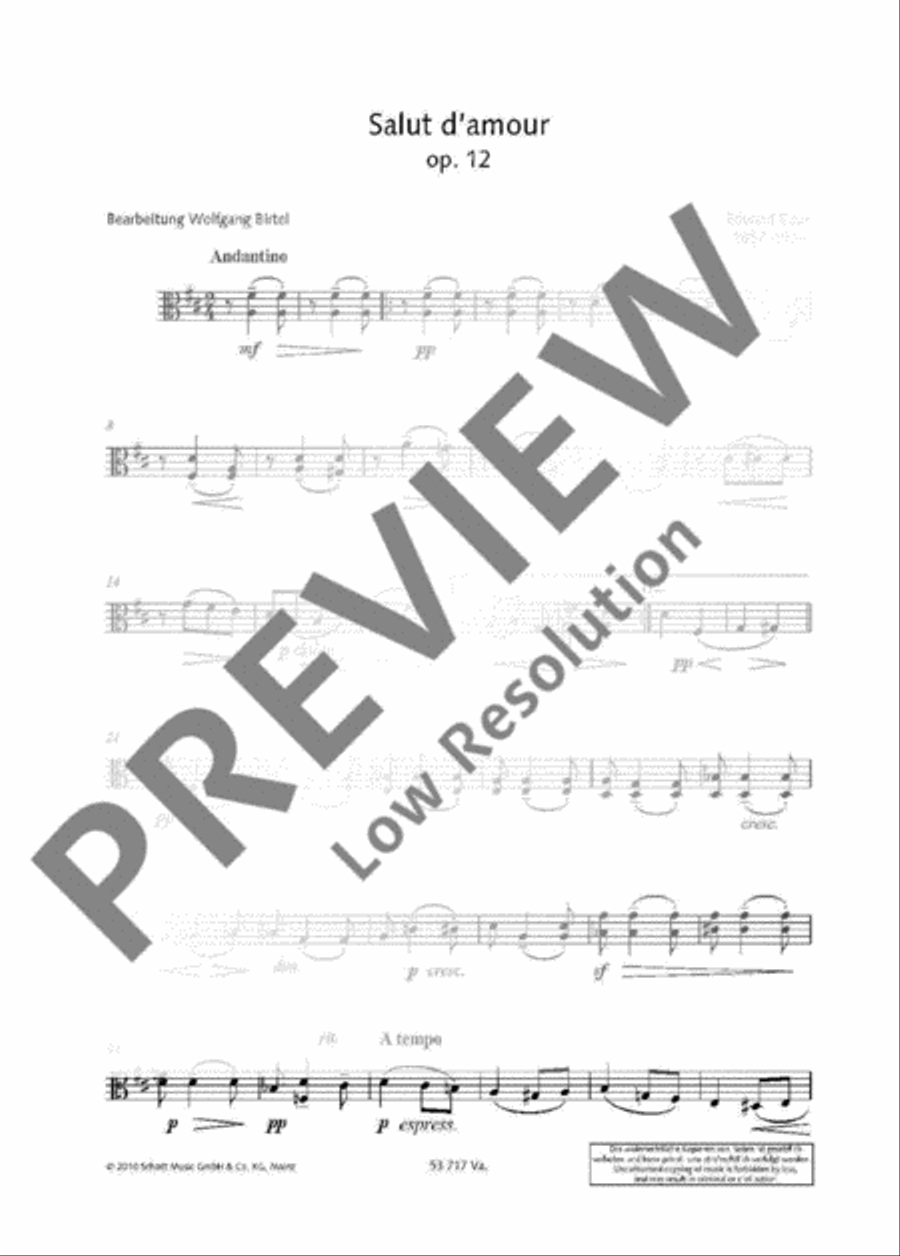 Salut d'amour D major String Trio scores gallery preview page 7