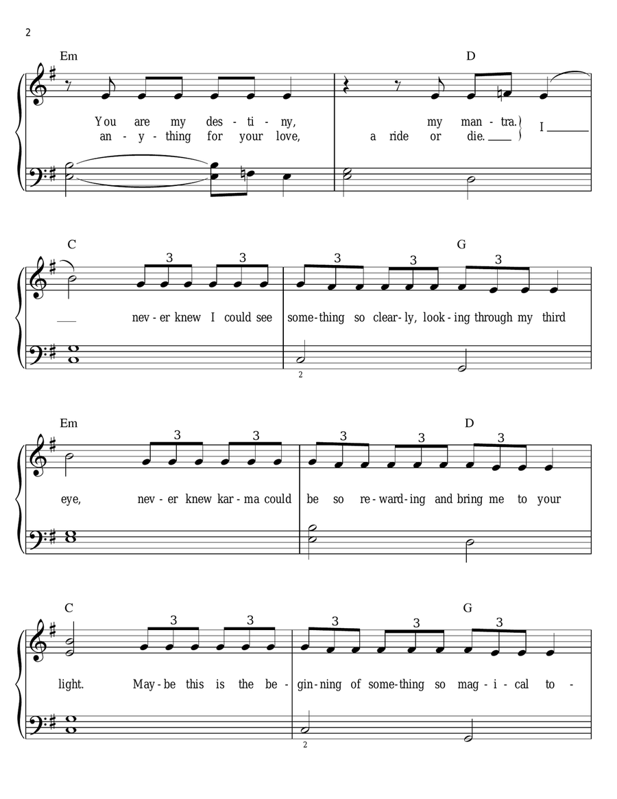 Legendary Lovers Easy Piano scores gallery preview page 2