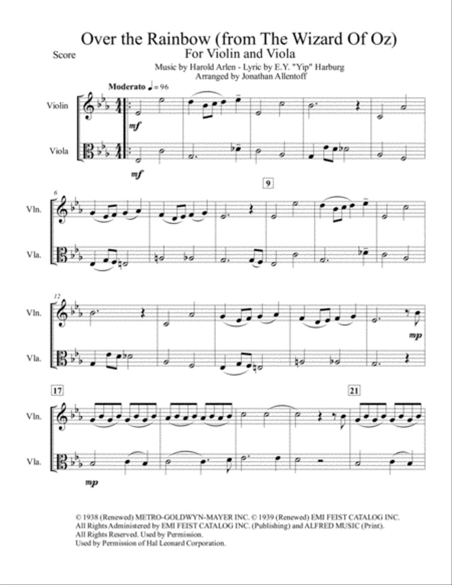 Over The Rainbow (from The Wizard Of Oz) String Duet scores gallery preview page 2