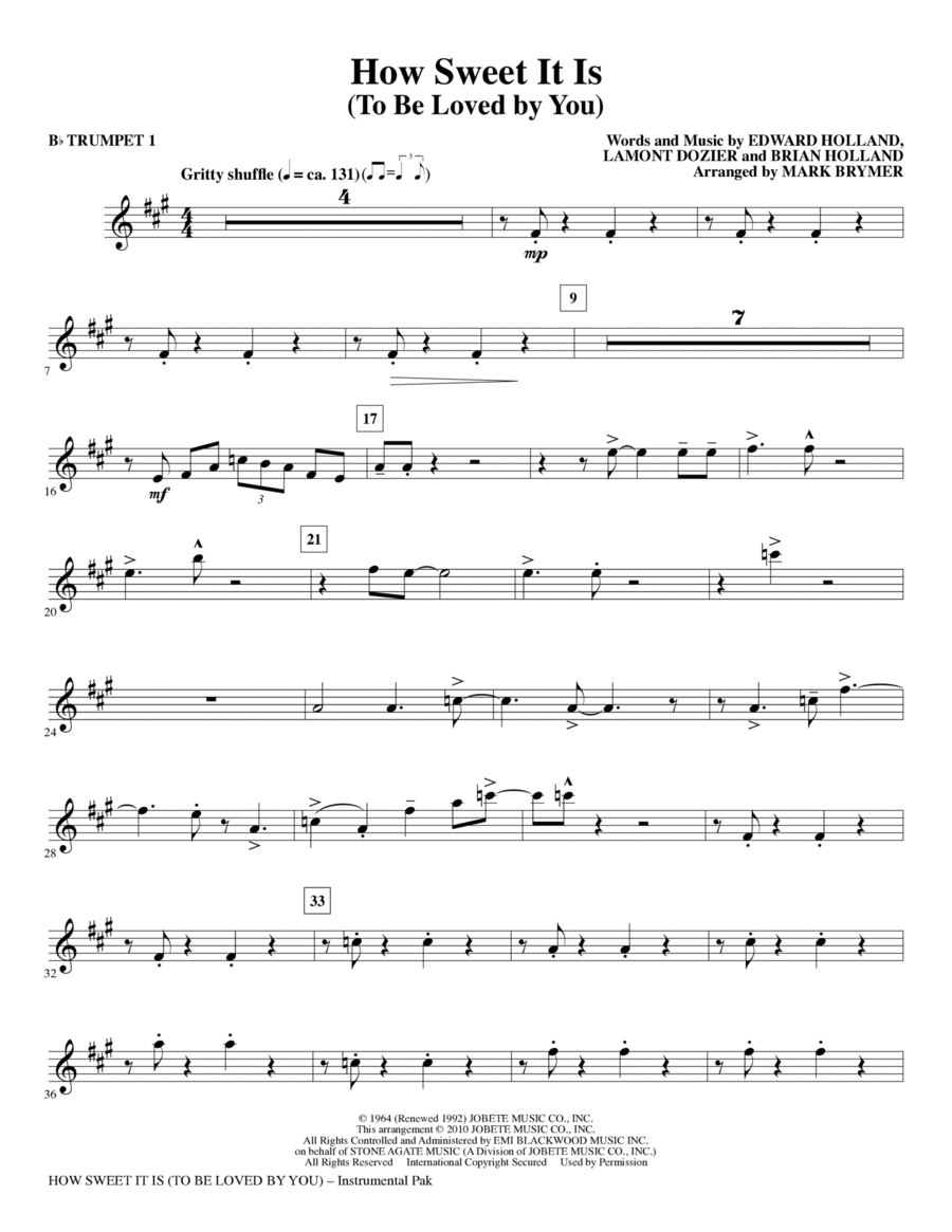 How Sweet It Is (To Be Loved By You) - Bb Trumpet 1 Choir scores gallery preview page 1