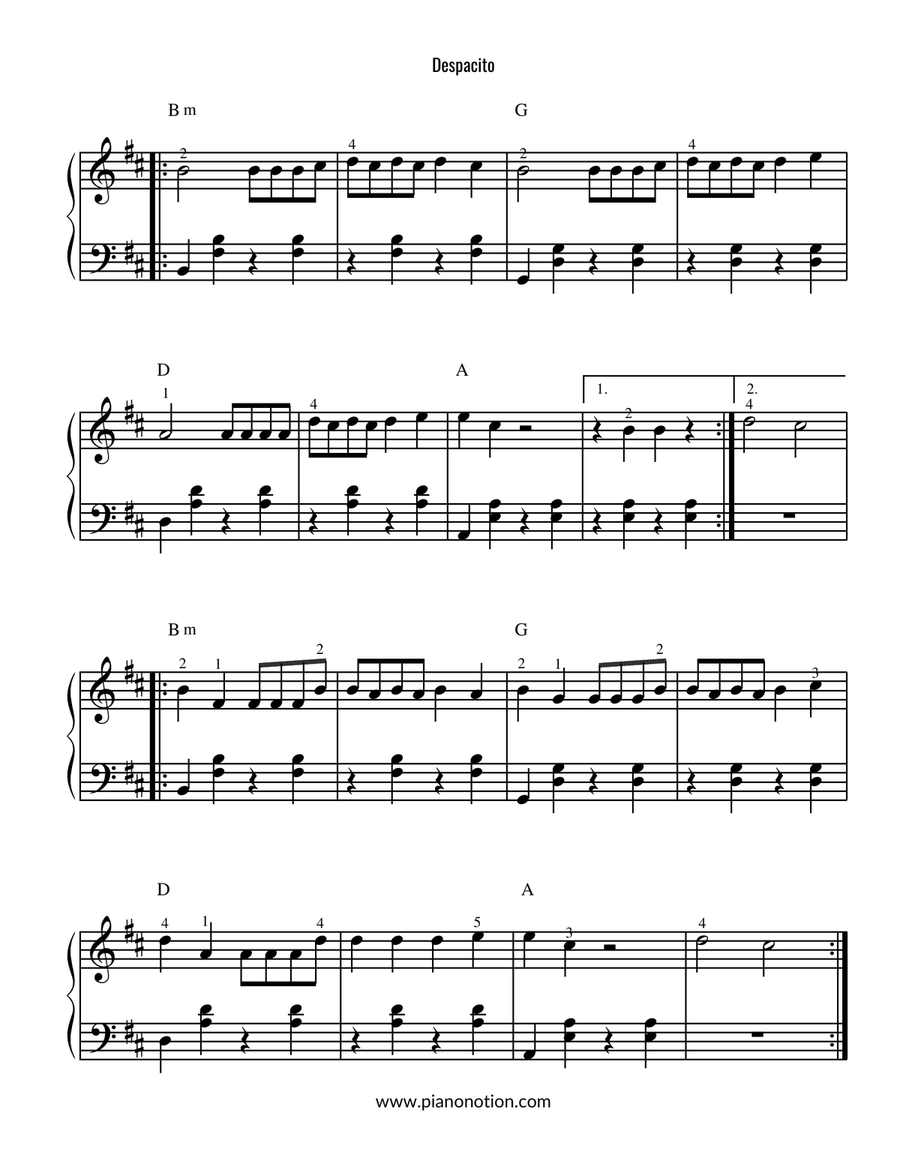 Despacito Easy Piano scores gallery preview page 2