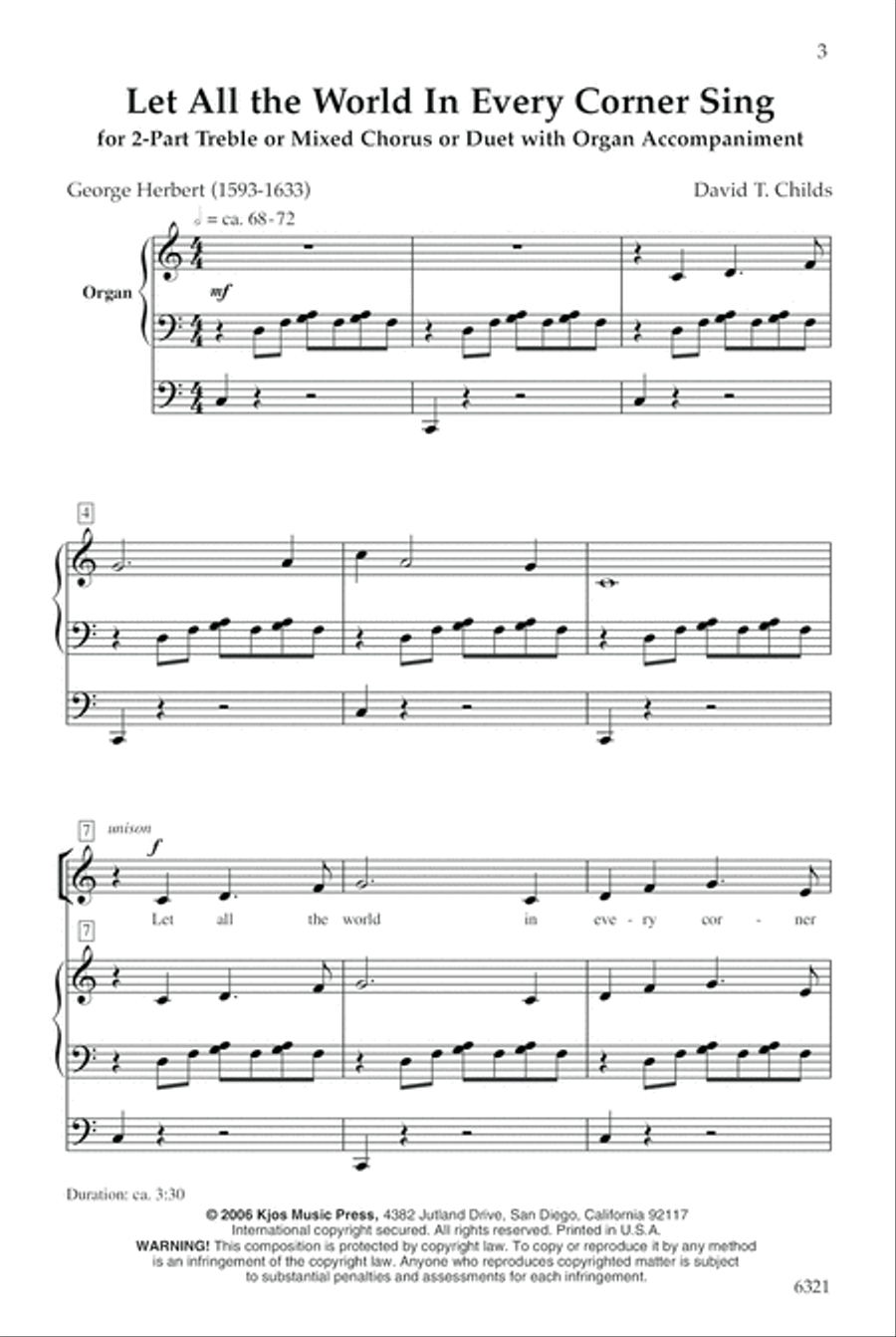 Let All the World in Every Corner Sing 2-Part scores gallery preview page 2