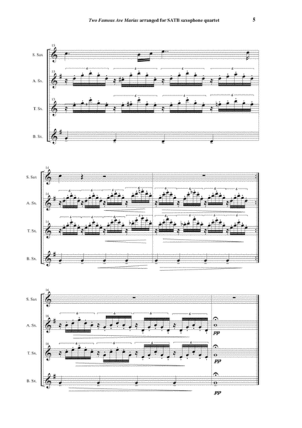 Two Famous Ave Marias (Bach-Gounod and Schubert) arranged for SATB saxophone quartet