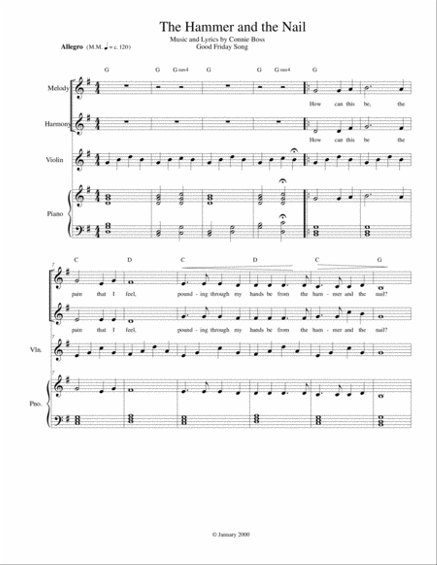 The Hammer and the Nail - Good Friday - vocal duet with violin and piano Small Ensemble scores gallery preview page 1