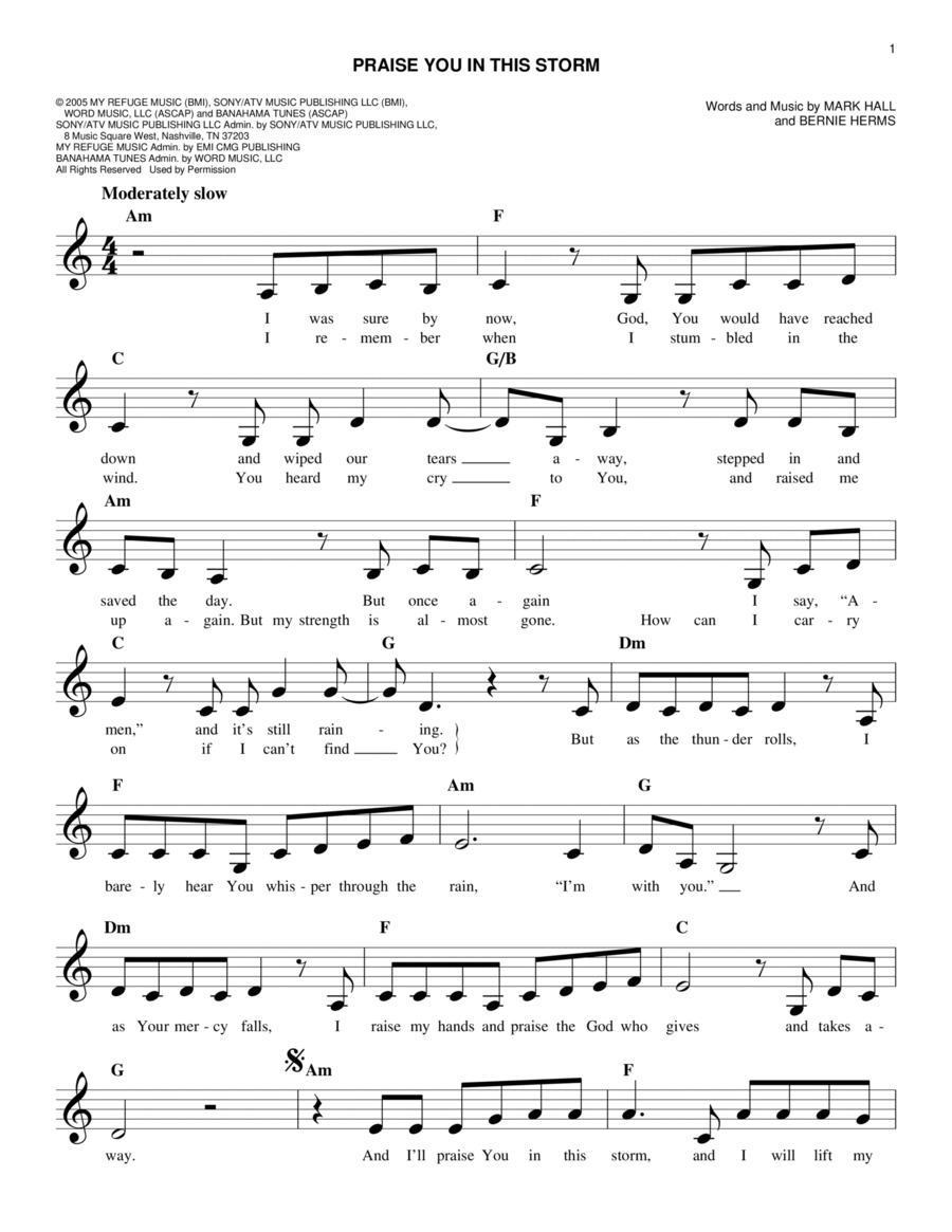 Praise You In This Storm Praise You In This Storm Piano scores gallery preview page 1