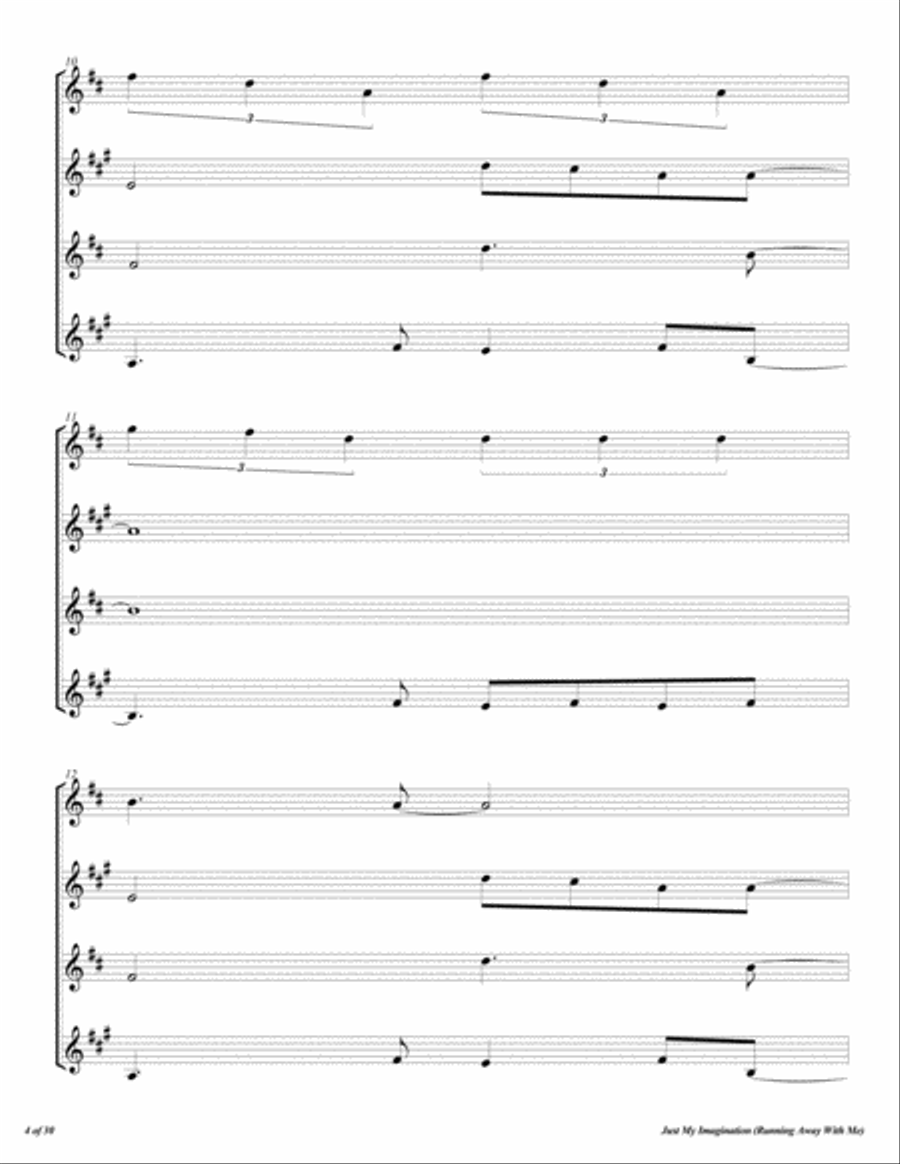 Just My Imagination (running Away With Me) Woodwind Quartet scores gallery preview page 5