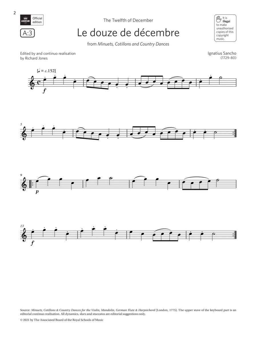 Le douze de décembre (Grade 1 List A3 from the ABRSM Flute syllabus from 2022) Flute Solo scores gallery preview page 1