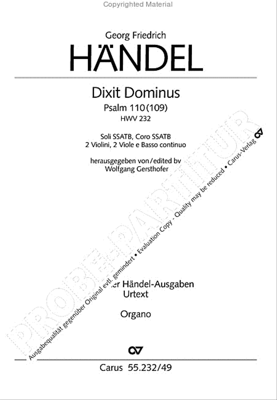 Dixit Dominus (The Lord said unto my Lord) Organ scores gallery preview page 4