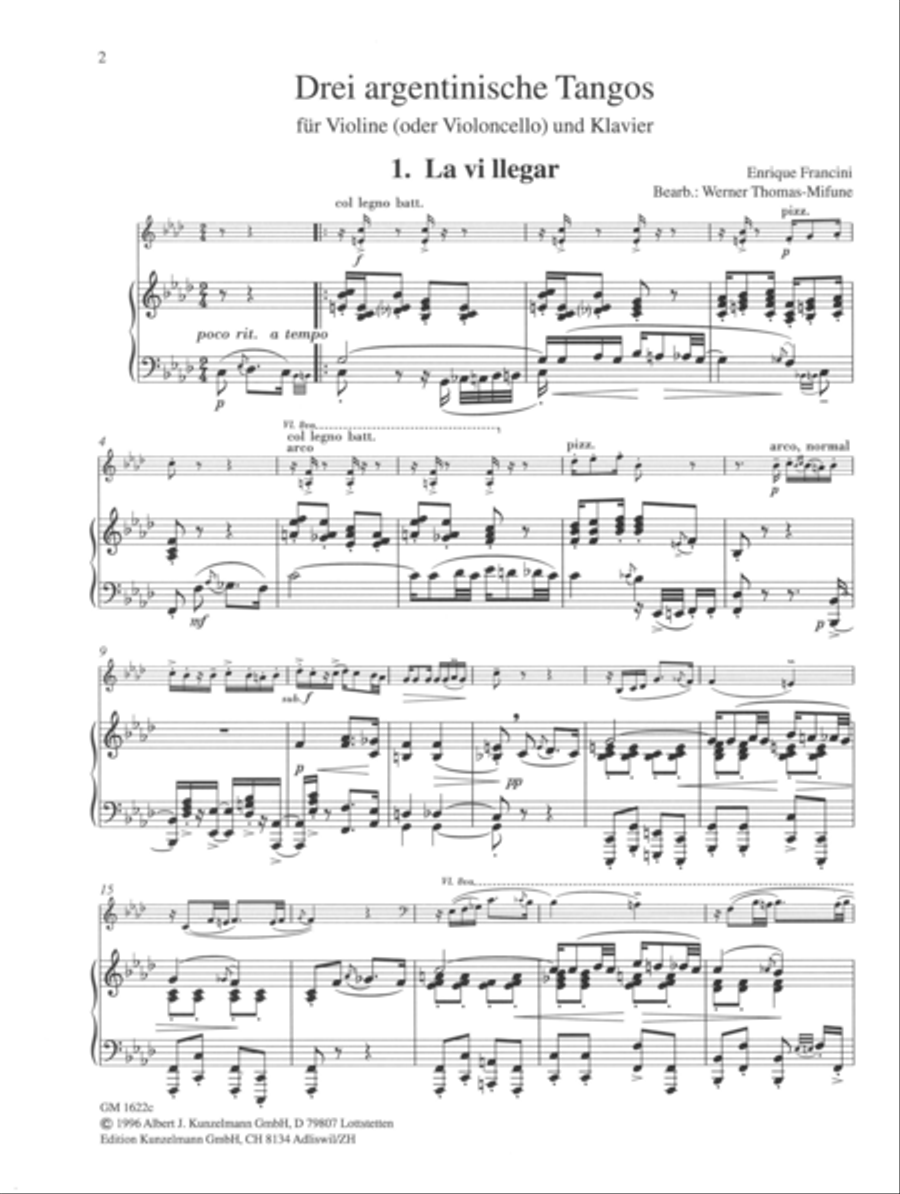 Argentinian tangos for violin (or cello) and piano Piano Trio scores gallery preview page 2