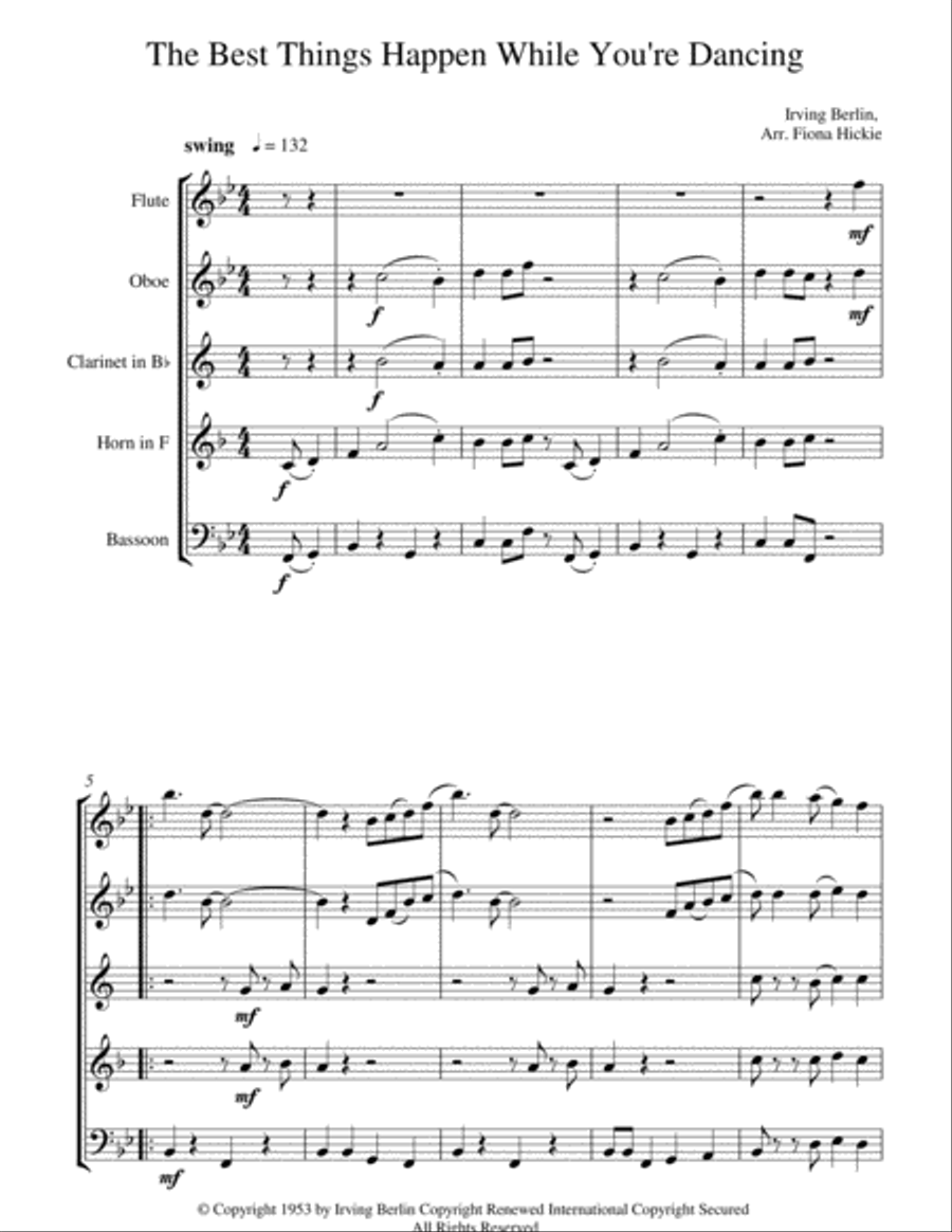 The Best Things Happen While You're Dancing Woodwind Quintet scores gallery preview page 2
