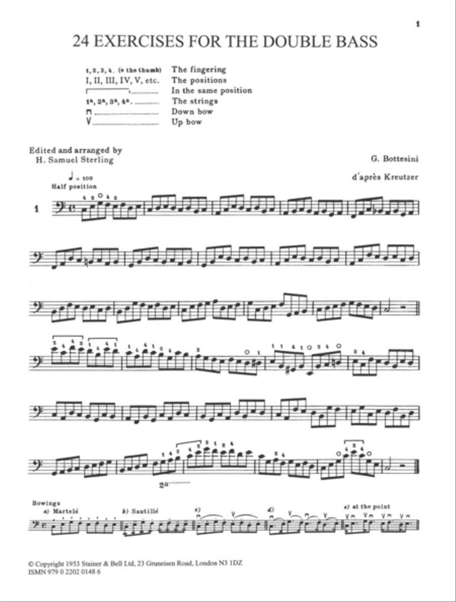 Twenty-four Exercises for Solo Bass Double Bass scores gallery preview page 2