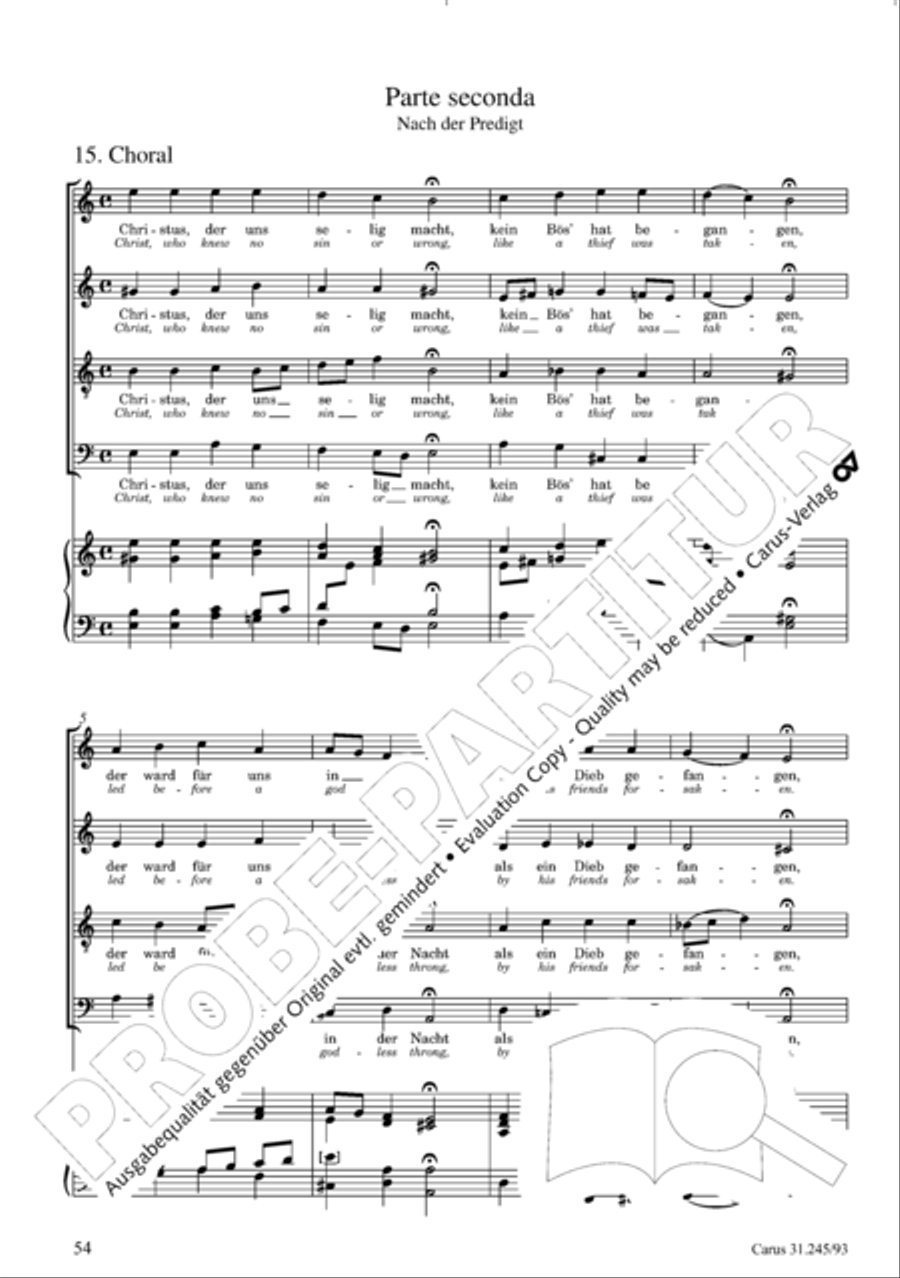 St. John Passion (Johannes-Passion) 4-Part scores gallery preview page 55
