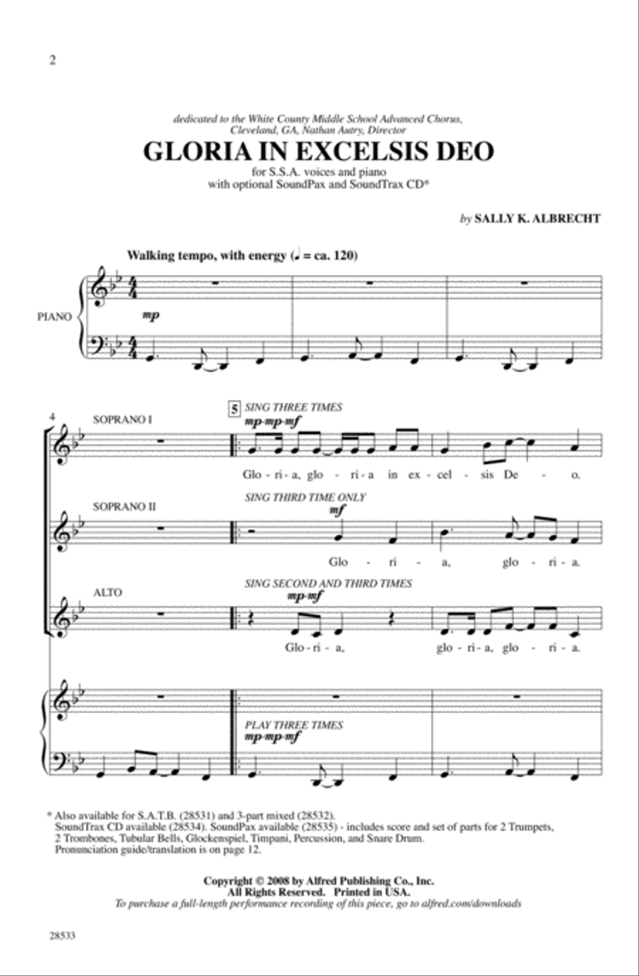Gloria in Excelsis Deo Gloria in Excelsis Deo SSA scores gallery preview page 1