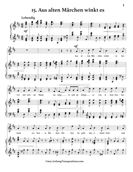 SCHUMANN: Aus alten Märchen winkt es, Op. 48 no. 15 (transposed to D major)