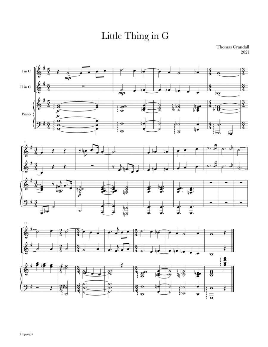 Little Thing in G Piano Method scores gallery preview page 1