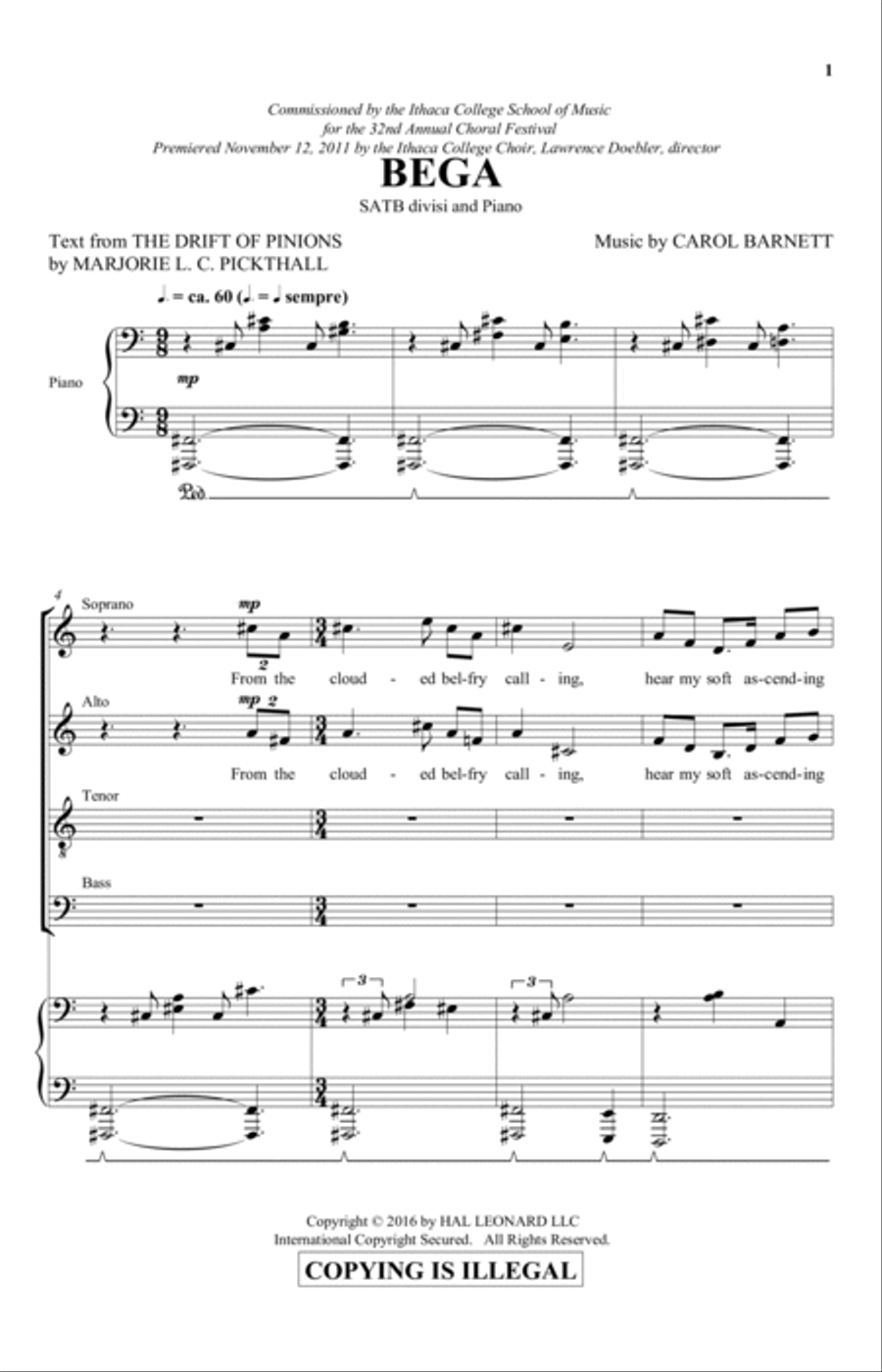 Bega Bega 4-Part scores gallery preview page 1