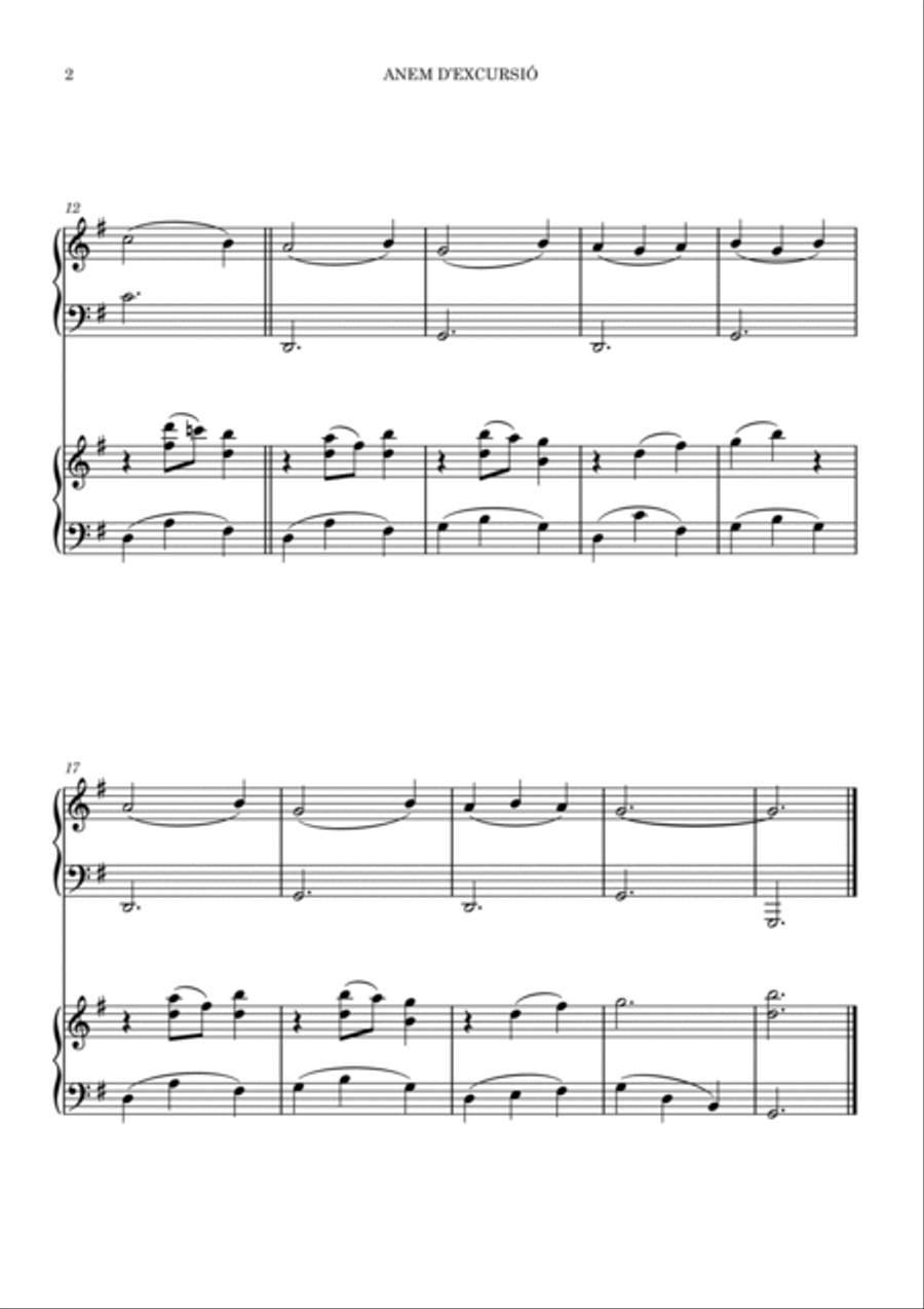 ANEM D'EXCURSIO Pno Duet Easy Piano scores gallery preview page 2