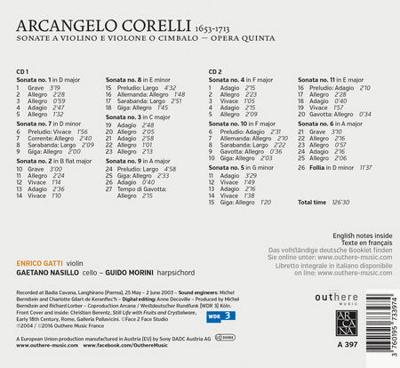 Corelli: Sonate a violino e violone o cimbalo