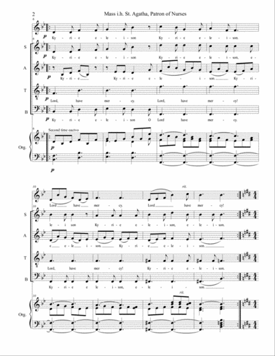 Mass in honor of St. Agatha, Patron of Nurses Piano scores gallery preview page 2