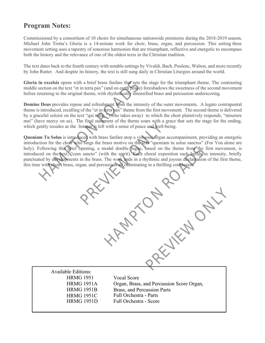 Gloria (Full Score for Organ, Brass, Percussion) Choir scores gallery preview page 6